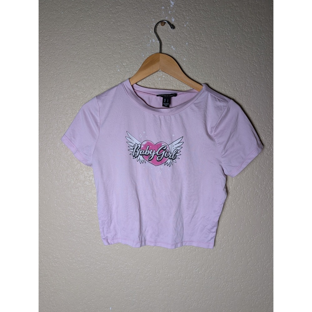 Streetwear Society Baby Girl Angel Heart Graphic baby Tee Pink L